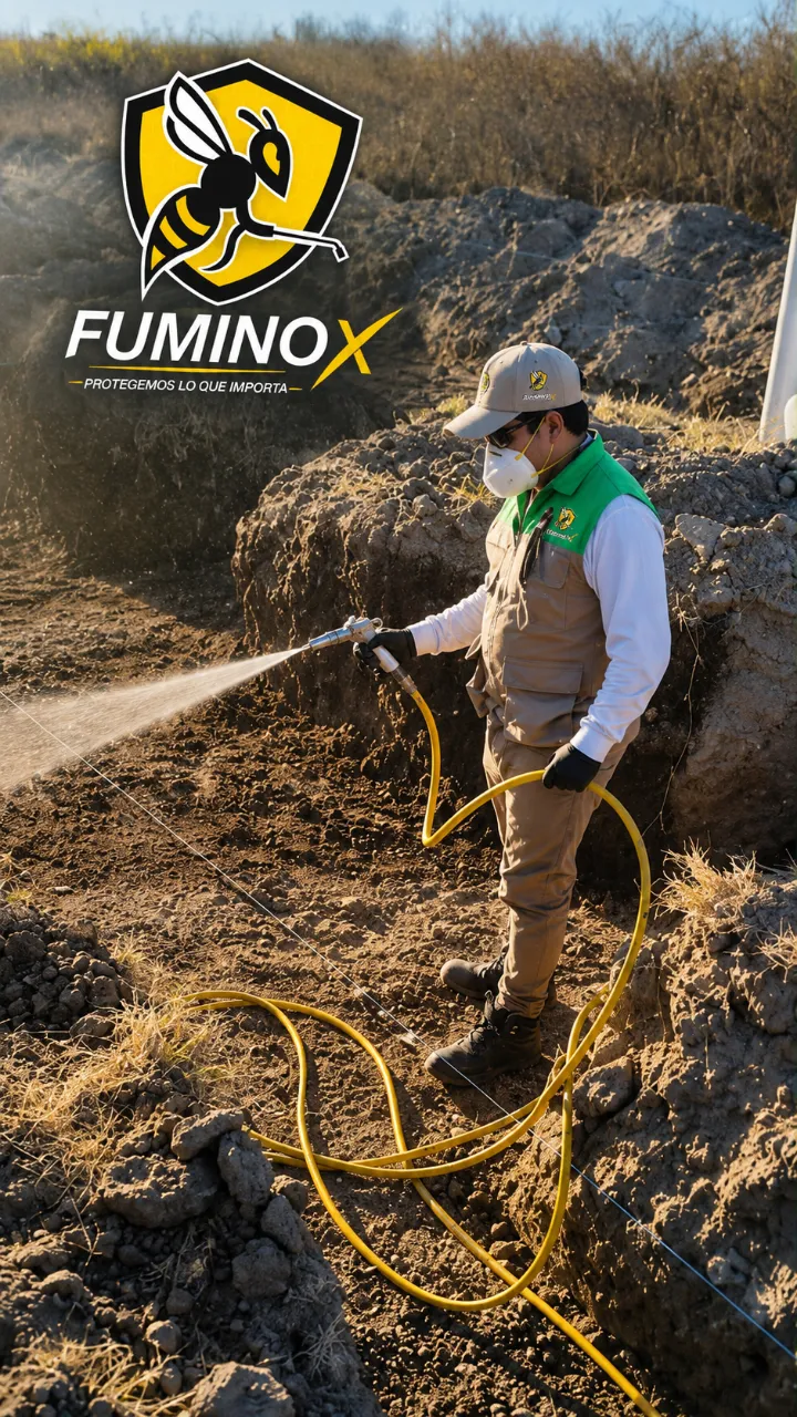 Técnico profesional de Fuminox realizando control de plagas en Tampico